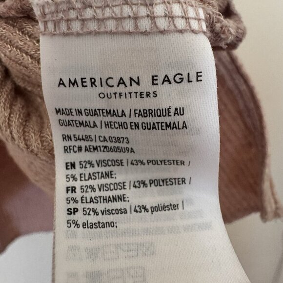 American Eagle Outfitters Sweater Henley Ribbed Size Medium Tan Light Brown - Picture 5 of 6